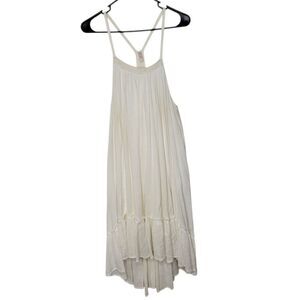 Free People Size Small White Flowy Ruffle Hem Sleeveless Racerback Mini Dress